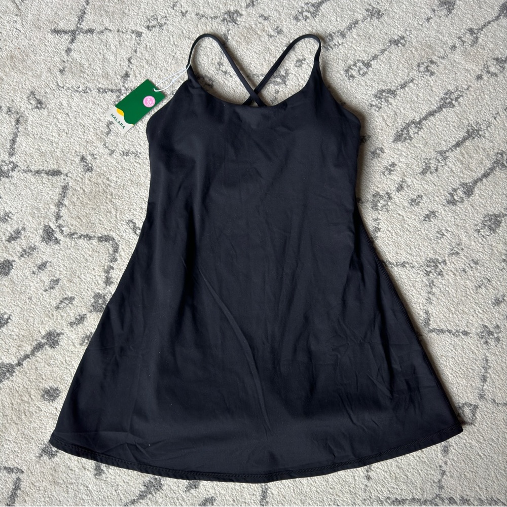 NWT Halara Dress Everyday Backless 2-in-1 Flare Workout Dress - Black Medium